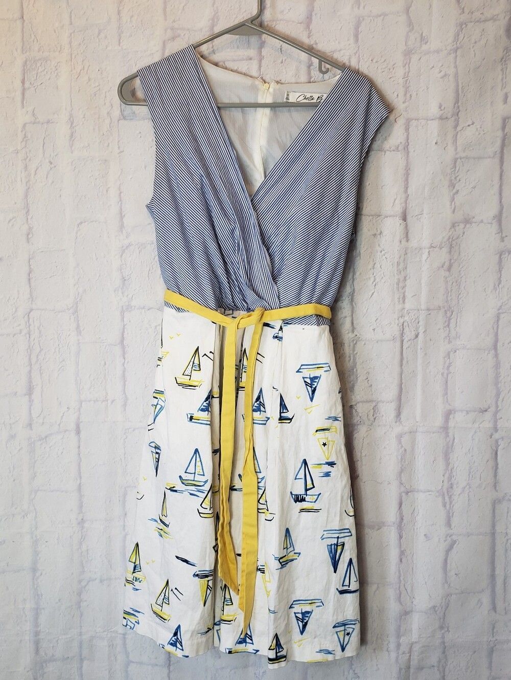 CHETTA B Sleeveless Nautical Sailboat Dress 10
